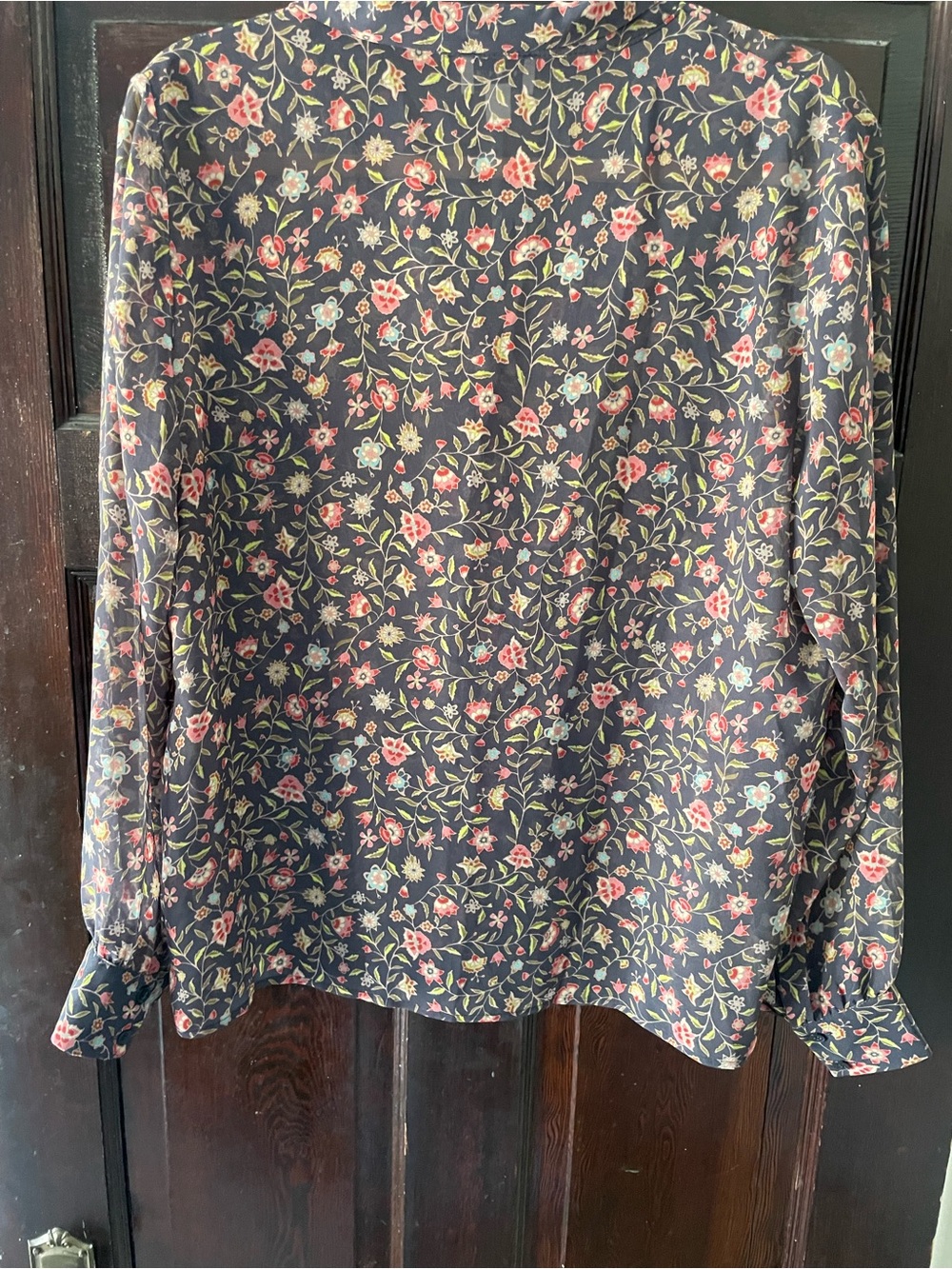 Frank & Oak Navy Floral Button-Up Blouse - Picture 4 of 7